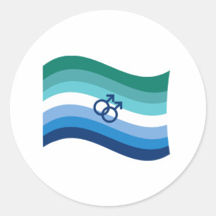 Homo Mannelijke Liefdes Trots Azure Golfvlag Ronde Sticker
