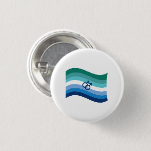 Homo Mannen Liefde Pride Azuurblauwe Golvende Vlag Ronde Button 3,2 Cm