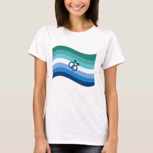 Homo Mannen Liefde Pride Azuurblauwe Golvende Vlag T-shirt