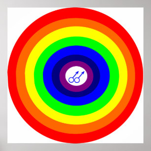 Homo Mannen Ronde Regenboog Poster