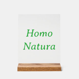 Homo Natura Acryl Bord met Houten Blok Voetstuk