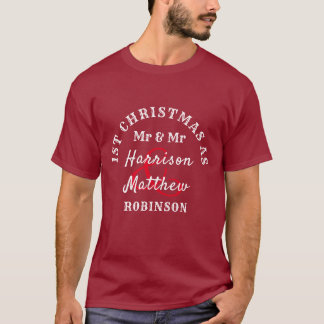 Homo Nieuwhuwelijken 1e Kerst als Mr & Mr Schattig T-shirt