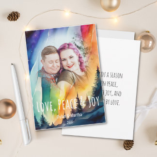 Homo-regenboog-watercolor Kerstfoto Feestdagenkaart