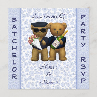 Homo vrijgezellenfeest - Blauwe teddyberen uitnodi Kaart