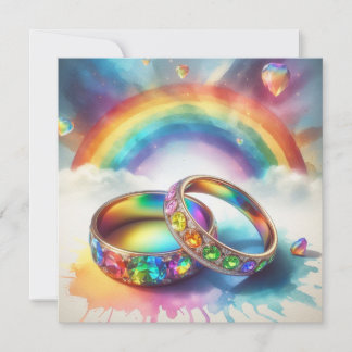 Homoseksueel lesbisch regenboog ringen bruiloft ce kaart