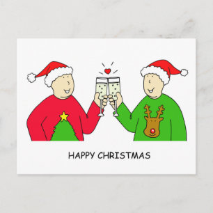 Homoseksueel mannelijk paar Happy Christmas Feestdagenkaart