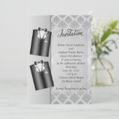Homoseksuele Elegante Zilveren Trouw Uitnodiging (Staand voorkant)