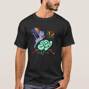 Homoseksuele kat met regenboogvlag Heren Af 3 T-shirt