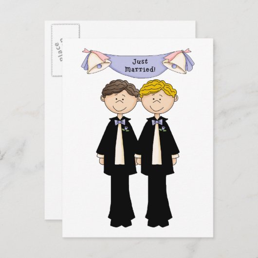  homoseksuele man trouwt gewoon met huwelijk aankondigingskaart (Voorkant / Achterkant)