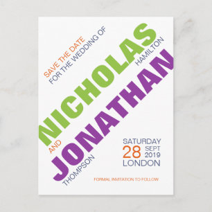 Homoseksuele typografie Save the Date Briefkaart
