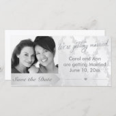 Homoseksuele zilveren damasten trouwfoto save the save the date (Voorkant / Achterkant)