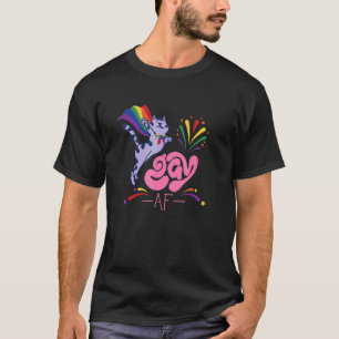 Homosexuele kat met regenboogvlag Gay Af 1 T-shirt