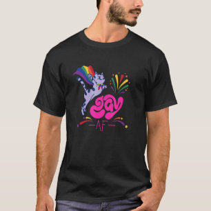 Homosexuele kat met regenboogvlag Gay Af T-shirt