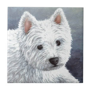 hond 137 witte stropdas tegeltje