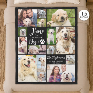 Hond 15 foto's THUIS IS WAAR ONZE HOND IS Aangepas Fleece Deken