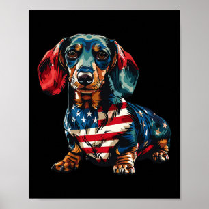 Hond 4 juli Amerikaanse vlag geschenken voor manne Poster