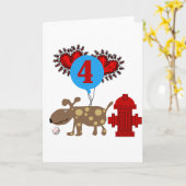 Hond 4e verjaardag Tshirts en geschenken Kaart (Gele Bloem)