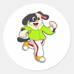 Hond aan de gang ronde sticker