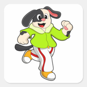 Hond aan de gang vierkante sticker