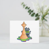 Hond aan het schaken met schaakstuk Koningin Briefkaart (Staand voorkant)
