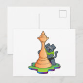 Hond aan het schaken met schaakstuk Koningin Briefkaart (Voorkant / Achterkant)