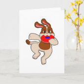 Hond aan het spelen kaart (Gele Bloem)