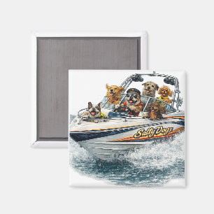 Hond aan het varen  magneet
