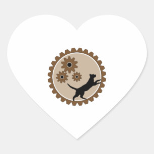 Hond aangedreven kooi met wielen hart sticker