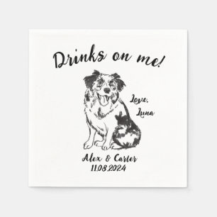 Hond Aangepaste Bruiloft Cocktail Servet
