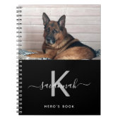 Hond aangepaste foto zwart wit monogram notitieboek (Voorkant)