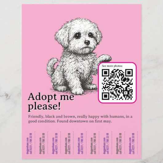 Hond adopteer Flyer Sjabloon Afscheurbaar  (Voorkant)