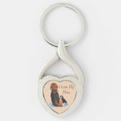 Hond afbeelding van schattig puppy knuffelen mam sleutelhanger (Voorkant)
