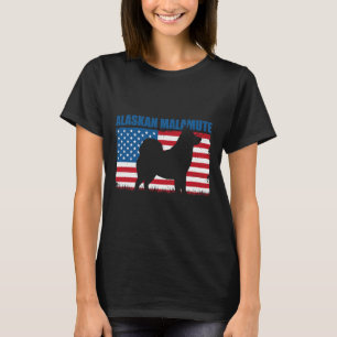 Hond Alaskan Malamute Amerikaanse vlag Alaskan Mal T-shirt