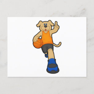 Hond als basketballer met basketbal briefkaart