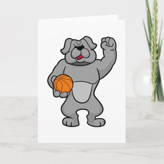 Hond als basketballer met basketbal kaart (Voorkant)