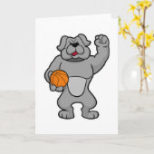 Hond als basketballer met basketbal kaart (Gele Bloem)