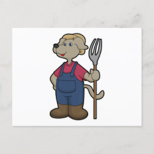 Hond als boer met rook en Pet Briefkaart