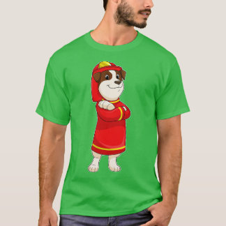 Hond als brandweerman met Helmet T-shirt