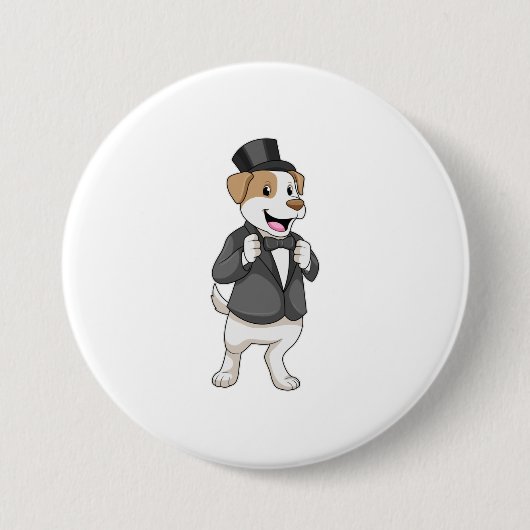 Hond als bruidegom met lint ronde button 7,6 cm (Voorkant)