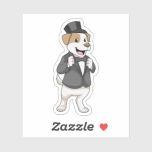 Hond als Bruidegom met Lint Sticker