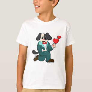 Hond als bruidegom met pak en stropdas t-shirt