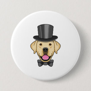 Hond als bruidegom met strik ronde button 7,6 cm