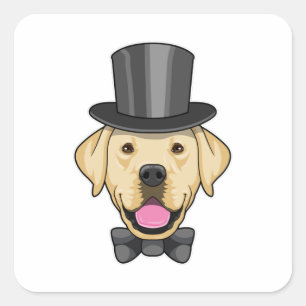 Hond als bruidegom met strik vierkante sticker