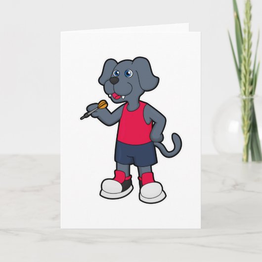 Hond als dartspeler met Pijlen Kaart (Voorkant)