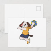 Hond als handballspeler met handbal briefkaart (Voorkant / Achterkant)