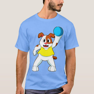 Hond als handbalspeler met handbal 1 t-shirt
