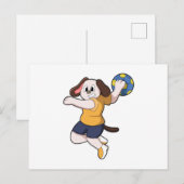 Hond als handbalspeler met handbal briefkaart (Voorkant / Achterkant)