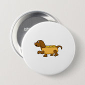 Hond als hotdog ronde button 7,6 cm (Voorkant /achterkant)
