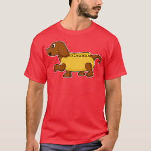 Hond als hotdog t-shirt