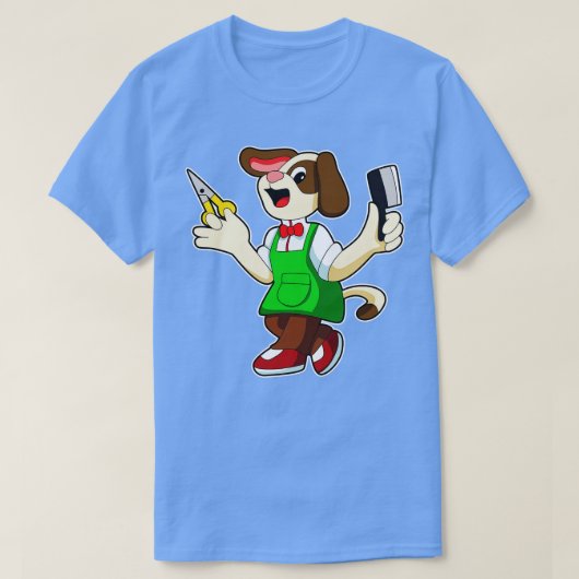 Hond als Kapper met Schaarkam T-shirt (Design voorkant)
